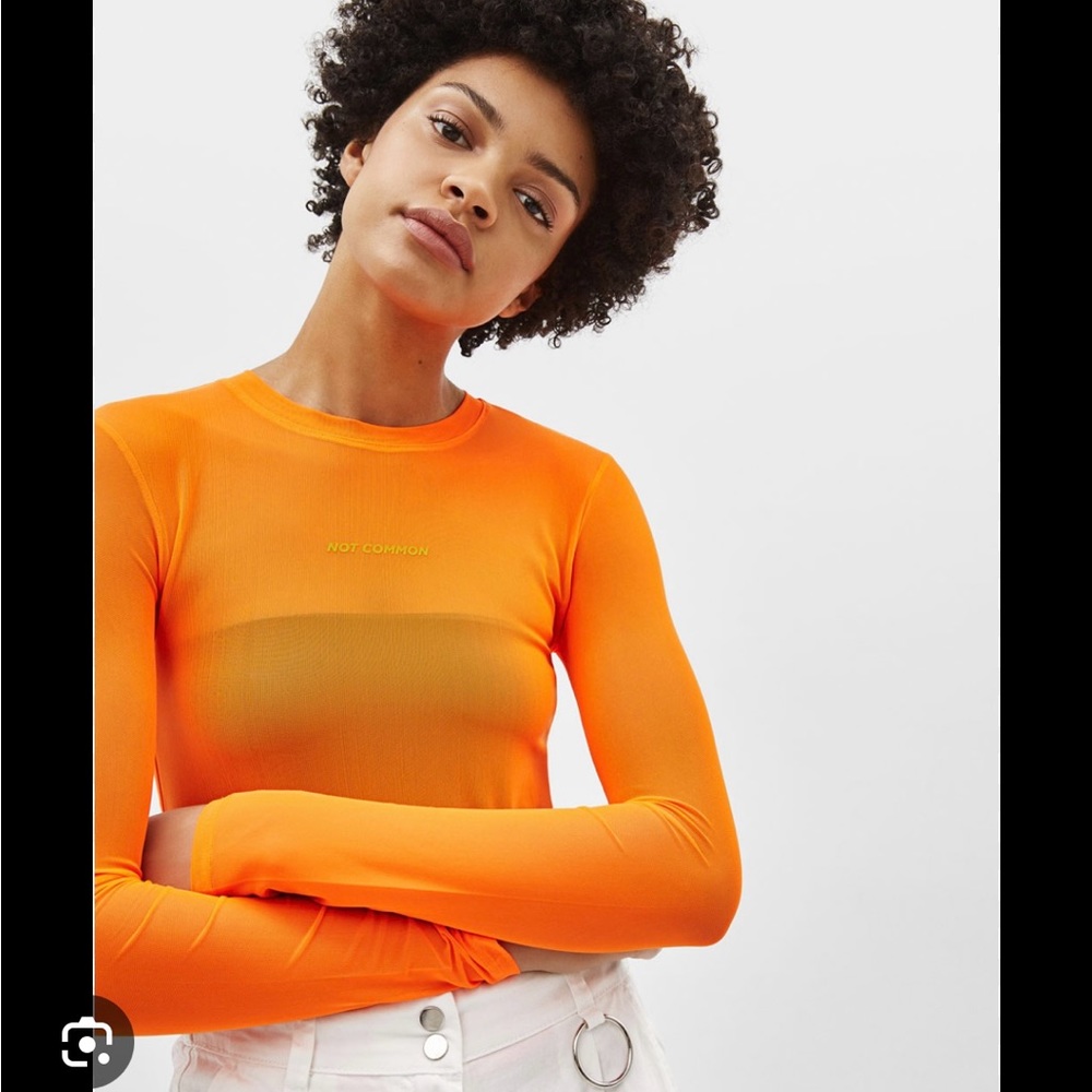 Bershka Orange Mesh Top